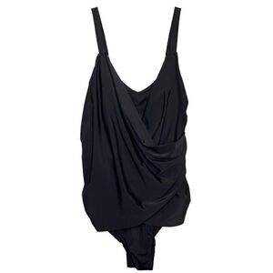 NWT EVRI Zoe Black Plus Size Faux-Wrap One Piece Swimsuit Size 2X (20W-22W)
